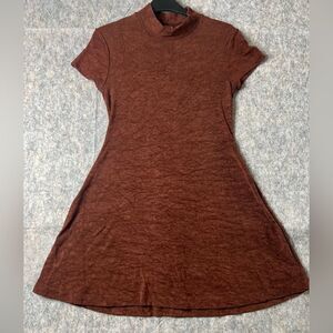 Vintage Marian & Maral Women’s Sz.M  Mock Neck Fit & Flare Brown Mini Dress #150